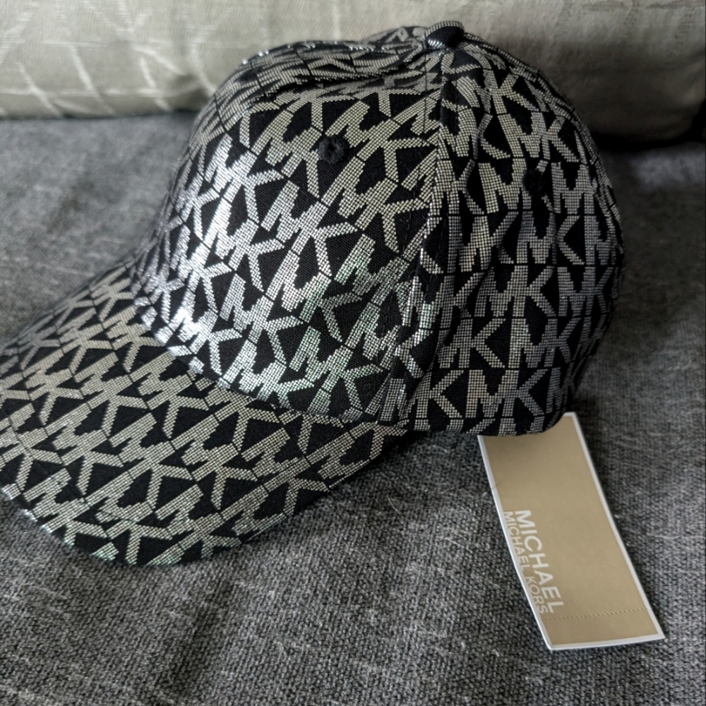 Michael Michael Kors Baseball Cap, black/silver, NWT, unisex